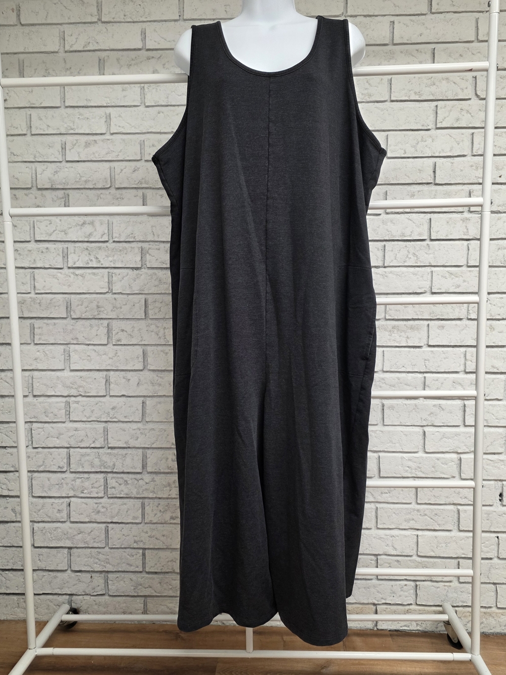 AnyBody Black Wide Leg Jumpsuit Sleeveless Lounge Soft Knit Plus Size 2X